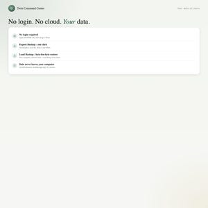 Export Backup and Load Backup affordances for offline-first twin newborn tracker, no cloud account needed