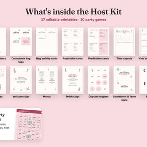 Everything included in the Pop The Bubbly new year s eve party Host Kit