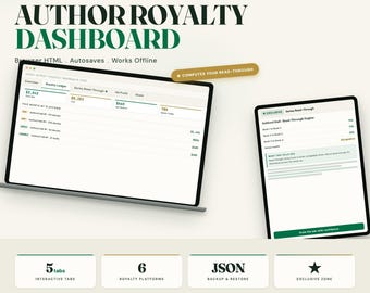 Author Royalty Tracker, Interactive Self Publishing Sales Dashboard, KDP Indie Author Book Royalties, Series Read Through + Ad ACOS Profit