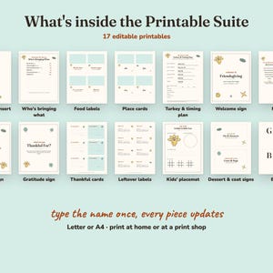 Everything included in the Gobble Gobble friendsgiving Printable Suite