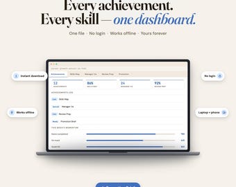 Career Growth Dashboard, Promotion Brief Generator, Skills Map (Digital Download)
