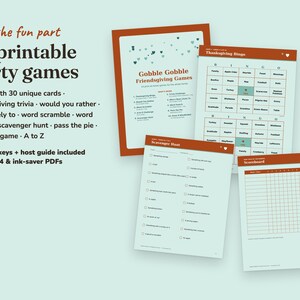 Gobble Gobble friendsgiving party games with answer keys