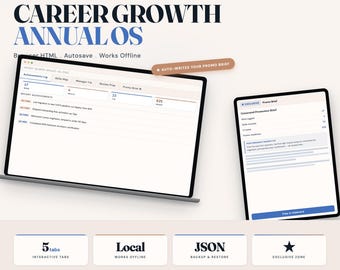 Career Growth Dashboard, Promotion Brief Generator, Skills Map (Digital Download)