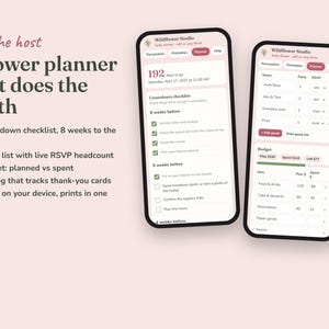 Wildflower baby shower planner with checklist, RSVPs, budget and gift log