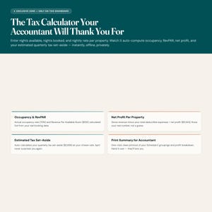 Short-Term Rental Host Command Center, Airbnb Dashboard, Tax Calculator image 5