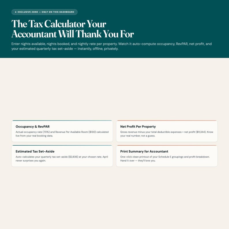 Short-Term Rental Host Command Center, Airbnb Dashboard, Tax Calculator image 5