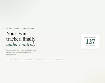 Interactive Twin Newborn Command Center Dashboard — Dual Baby Tracker, Feeding Log, Sleep & Caregiver Handoff