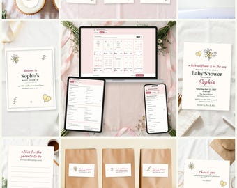 Wildflower Baby Shower Everything Kit, Editable Printables, Games, Planner (Digital Download)