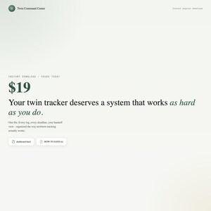 Final call-to-action with instant download badge and one-time twenty-four dollar price for twin tracker