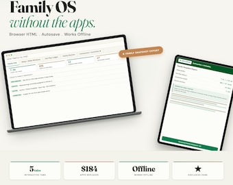 Calm Family OS: Working Parent Dashboard | Screen-Free Family Planner | Replaces Huckleberry, Cozi + Fair Play Deck