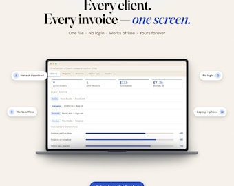 Freelancer Dashboard | Project and Expense Tracker That Works Offline (Digital Download)