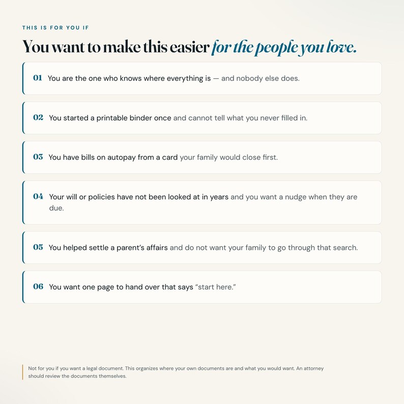 Who the end of life planner is for: the person who knows where everything is in the family