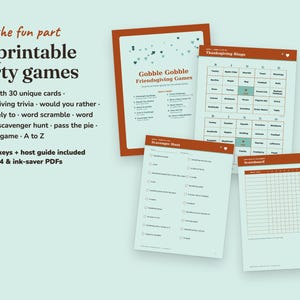 Gobble Gobble friendsgiving party games with answer keys
