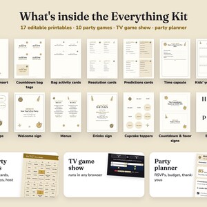 Everything included in the Midnight Sparkle new year s eve party Everything Kit