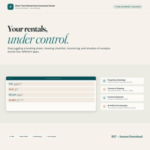 Short-Term Rental Host Command Center, Airbnb Dashboard, Tax Calculator image 2