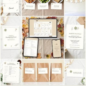Thankful Hearts Friendsgiving Host Kit: edit on a laptop, tablet or phone, every printable fills in
