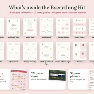 Everything included in the Wildflower baby shower Everything Kit