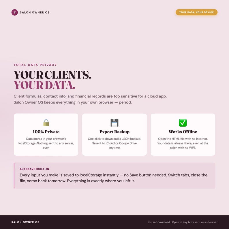 Salon Business Planner, Client Formulas, Bookings, Income Tracker (Browser File) image 6