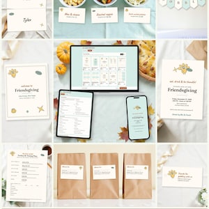 Gobble Gobble Friendsgiving Host Kit: edit on a laptop, tablet or phone, every printable fills in