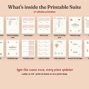 Everything included in the Harvest Gingham friendsgiving Printable Suite