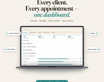 Esthetician OS, Skincare + Lash Client Book, Appointment + Retail Tracker + Treatment Pricing & Rebooking Calculator