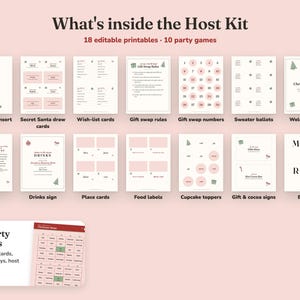 Everything included in the Bows And Boughs christmas party Host Kit