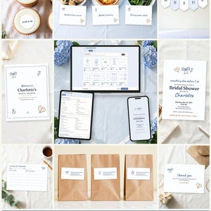 Something Blue Bridal Shower Printable Suite: edit on a laptop, tablet or phone, every printable fills in