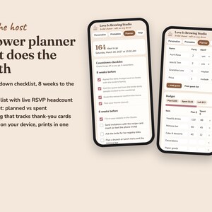Love Is Brewing bridal shower planner with checklist, RSVPs, budget and gift log