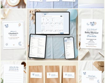 We Can Bearly Wait Baby Shower Host Kit, 14 Printables, 10 Games (Digital Download)