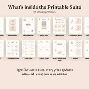Everything included in the Love Is Brewing bridal shower Printable Suite