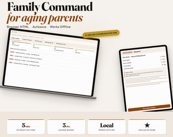 Interactive Aging Parent Family Command Center Dashboard: Caregiver Planner, Sibling Coordination Hub, Medication Tracker