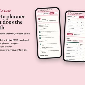 Pop The Bubbly new year s eve party planner with checklist, RSVPs, budget and gift log