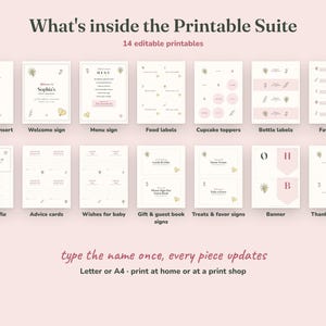Everything included in the Wildflower baby shower Printable Suite