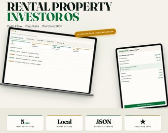 OS för hyresfastighetsinvesterare, interaktiv instrumentpanel, kassaflödesspårare, kalkylator för kapitaliseringsränta
