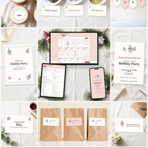 Gnome For The Holidays Christmas Party Everything Kit: edit on a laptop, tablet or phone, every printable fills in