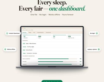 Calm Family OS-dashboard, interactieve planner, offline digitale download