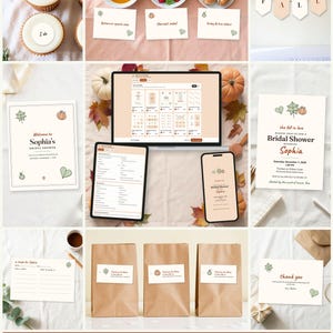 Fall In Love Bridal Shower Printable Suite: edit on a laptop, tablet or phone, every printable fills in