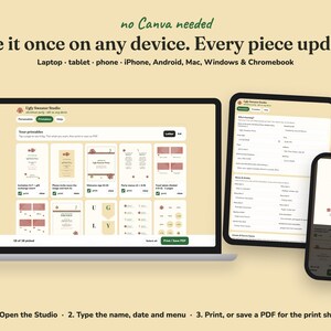 Editing the Ugly Sweater christmas party printables on a laptop, tablet or phone