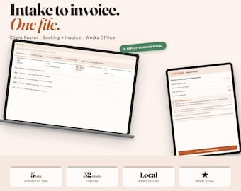 Service Business Dashboard, Client Booking, Invoice, Offline OS