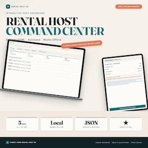 Short-Term Rental Host Command Center, Airbnb Dashboard, Tax Calculator image 1