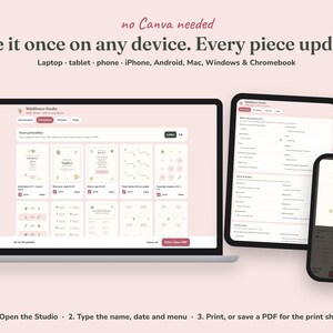 Editing the Wildflower baby shower printables on a phone, tablet or laptop