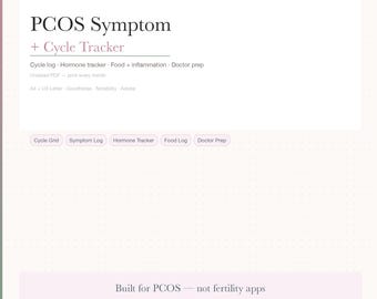 PCOS Symptom Tracker, Hormone Health Journal, Fertility Log (PDF Download)