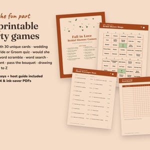 Fall In Love bridal shower party games with answer keys