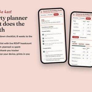 Gnome For The Holidays christmas party planner with checklist, RSVPs, budget and gift log