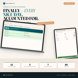 NICU Parent OS Preemie Dashboard, Vitals Tracker, Milestone Logger (Interactive) image 1