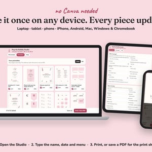Editing the Pop The Bubbly new year s eve party printables on a laptop, tablet or phone