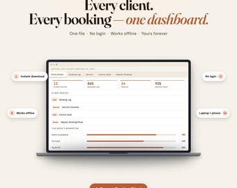 Service Business Dashboard, Client Booking, Invoice, Offline CRM (Digital Download)