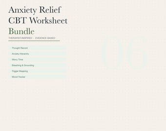 Anxiety Relief CBT Worksheets Bundle, Therapist-Inspired, Evidence-Based (PDF)