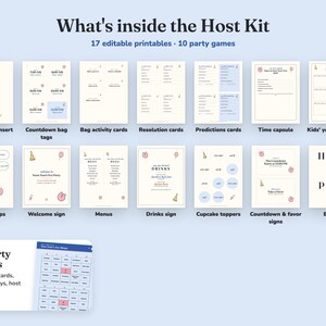 Everything included in the Noon Year Party new year s eve party Host Kit