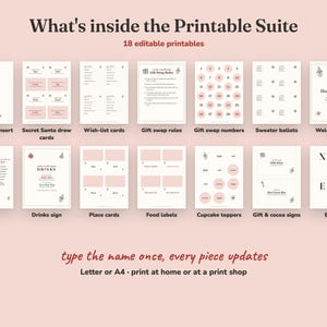 Everything included in the Gnome For The Holidays christmas party Printable Suite